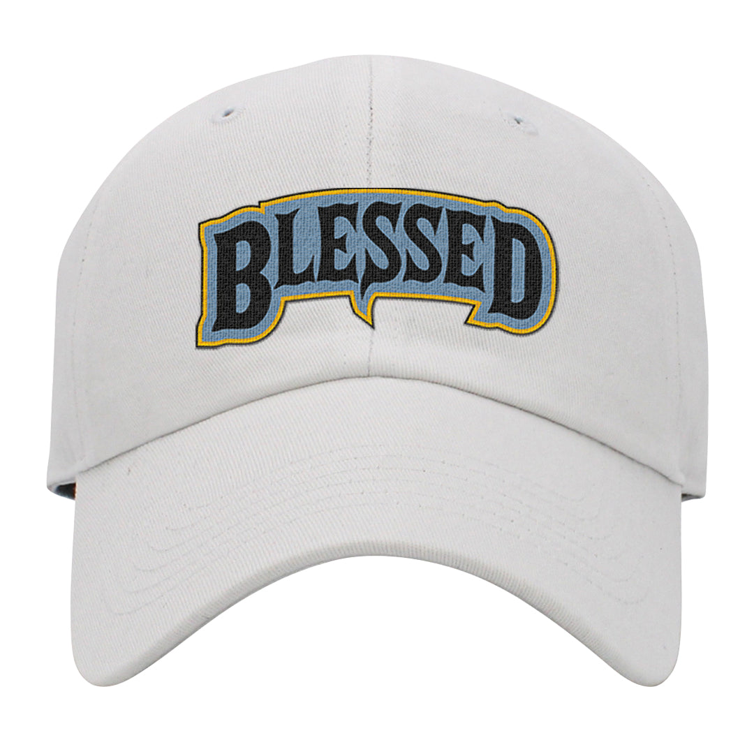 Blue Grey 13s Dad Hat | Blessed Arch, White