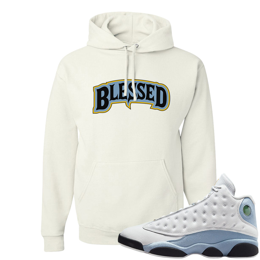 Blue Grey 13s Hoodie | Blessed Arch, White