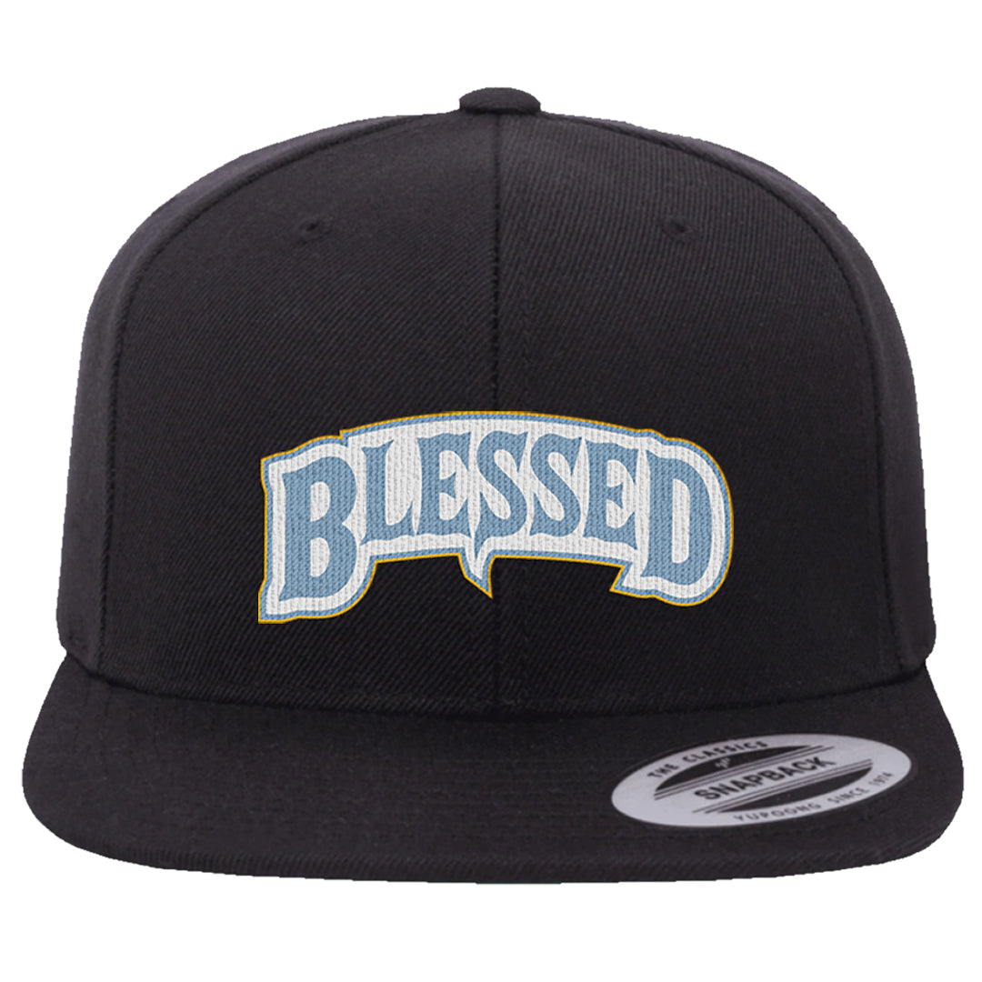 Blue Grey 13s Snapback Hat | Blessed Arch, Black