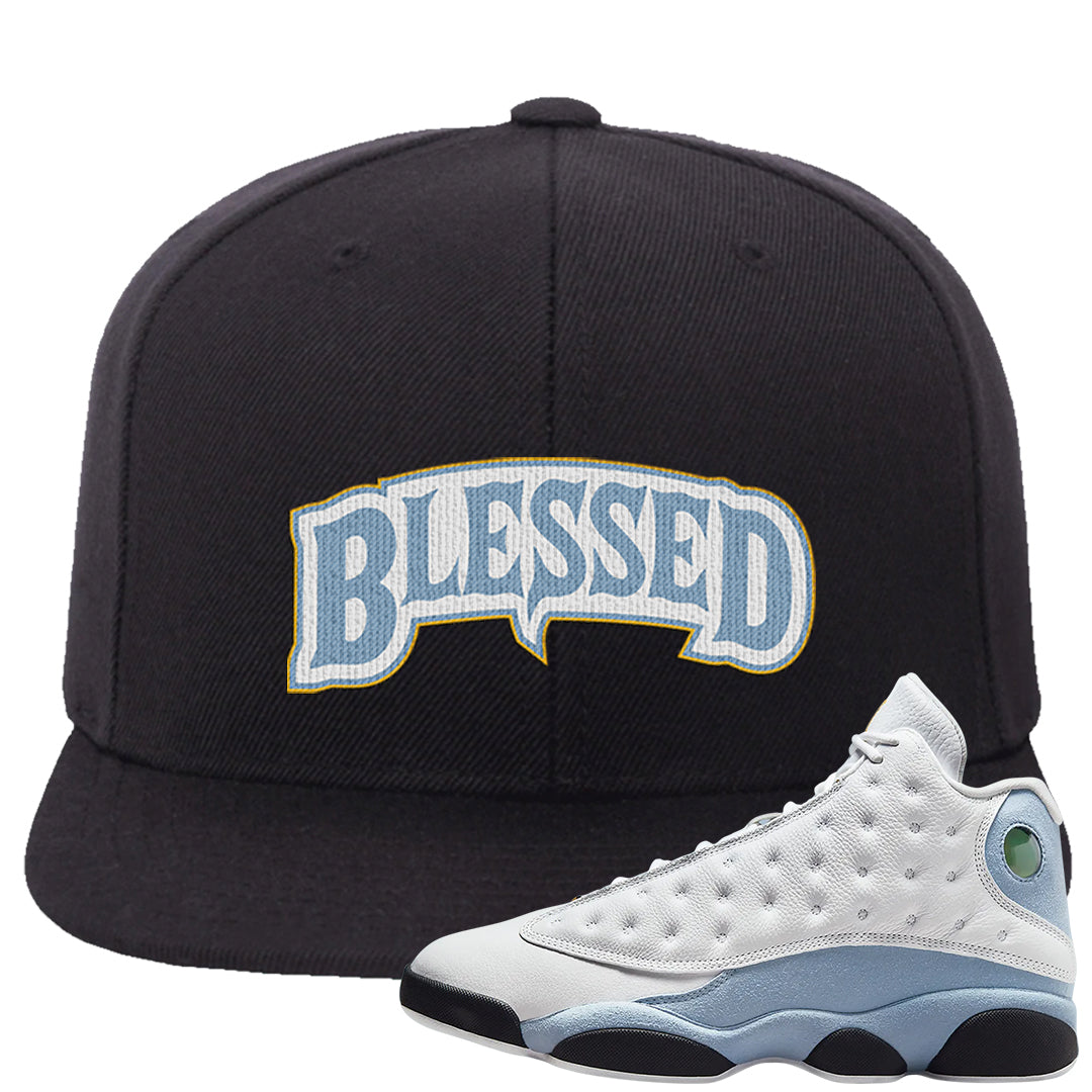 Blue Grey 13s Snapback Hat | Blessed Arch, Black