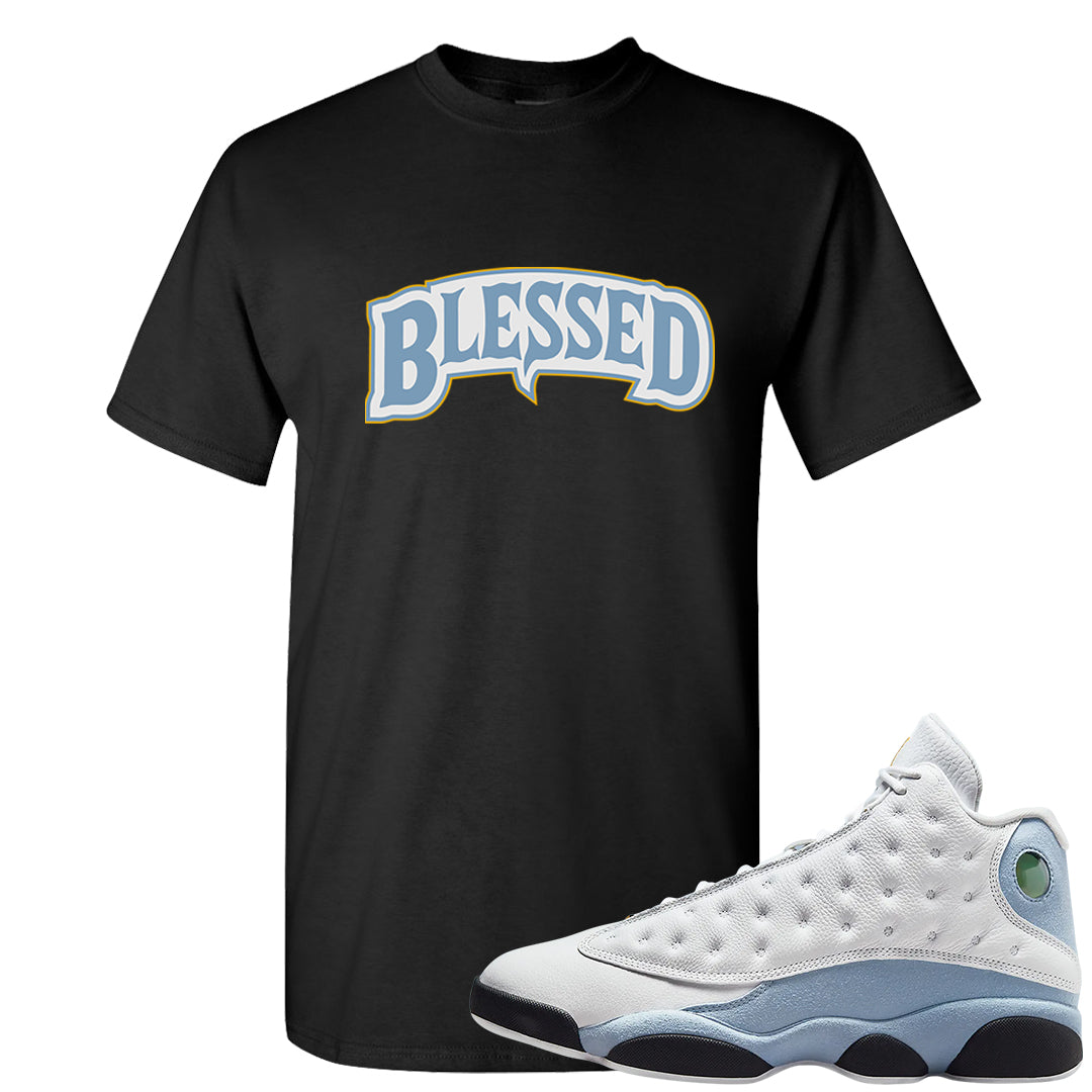 Blue Grey 13s T Shirt | Blessed Arch, Black