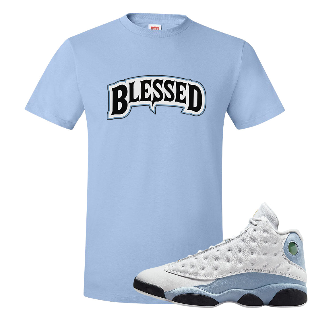 Blue Grey 13s T Shirt | Blessed Arch, Light Blue