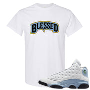 Blue Grey 13s T Shirt | Blessed Arch, White