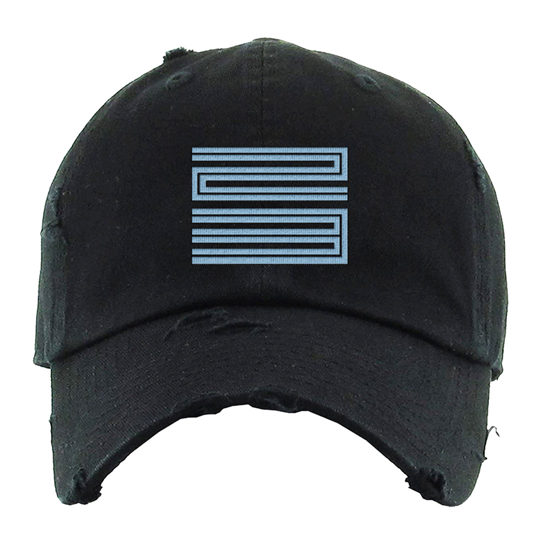 Blue Grey 13s Distressed Dad Hat | Double Line 23, Black