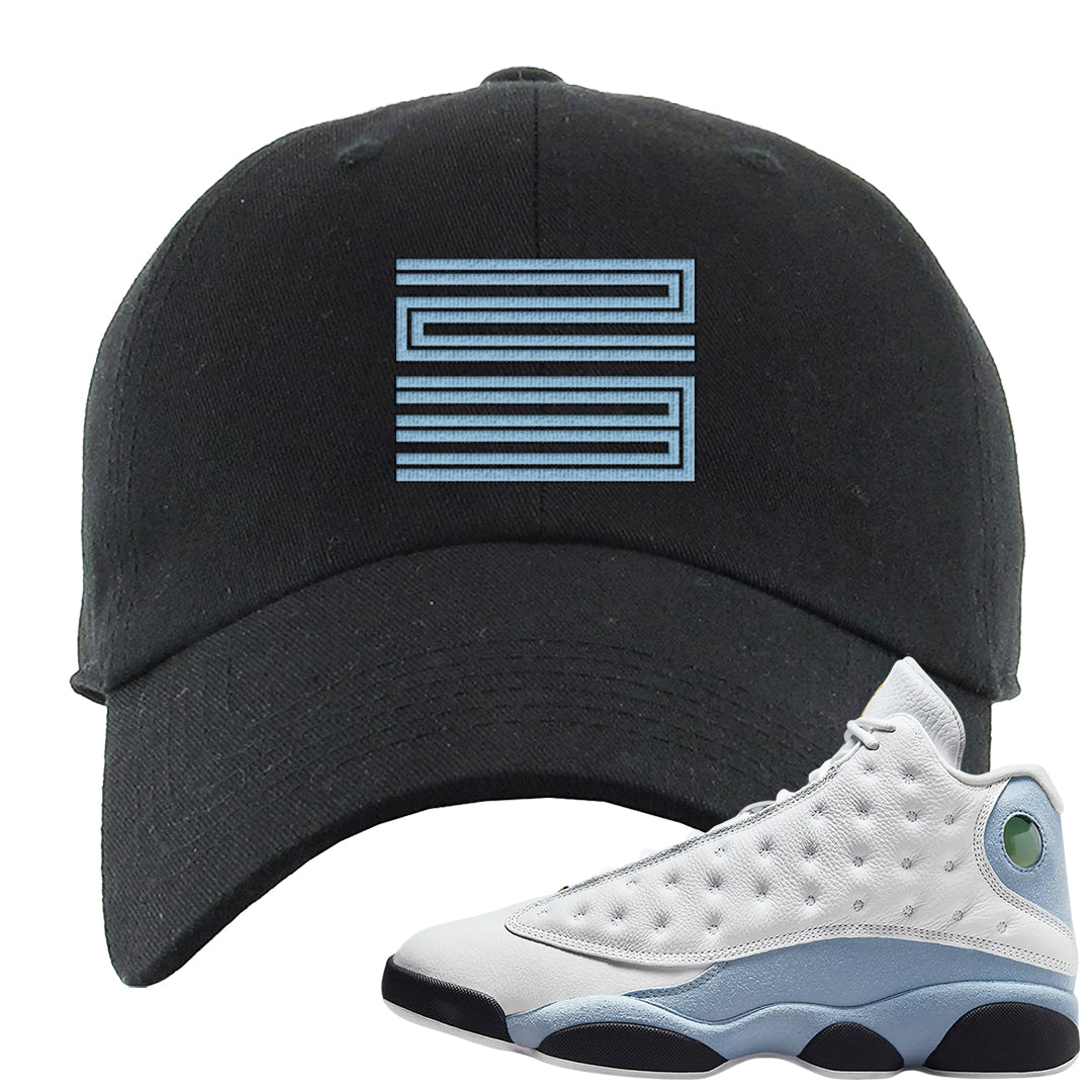 Blue Grey 13s Dad Hat | Double Line 23, Black