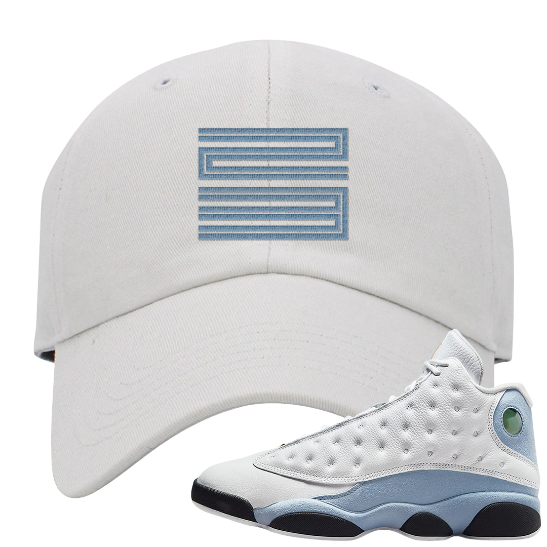 Blue Grey 13s Dad Hat | Double Line 23, White