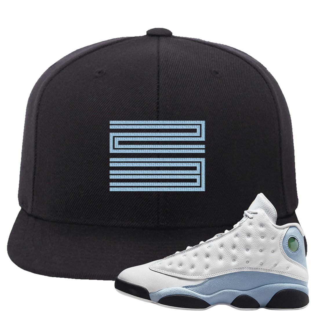 Blue Grey 13s Snapback Hat | Double Line 23, Black