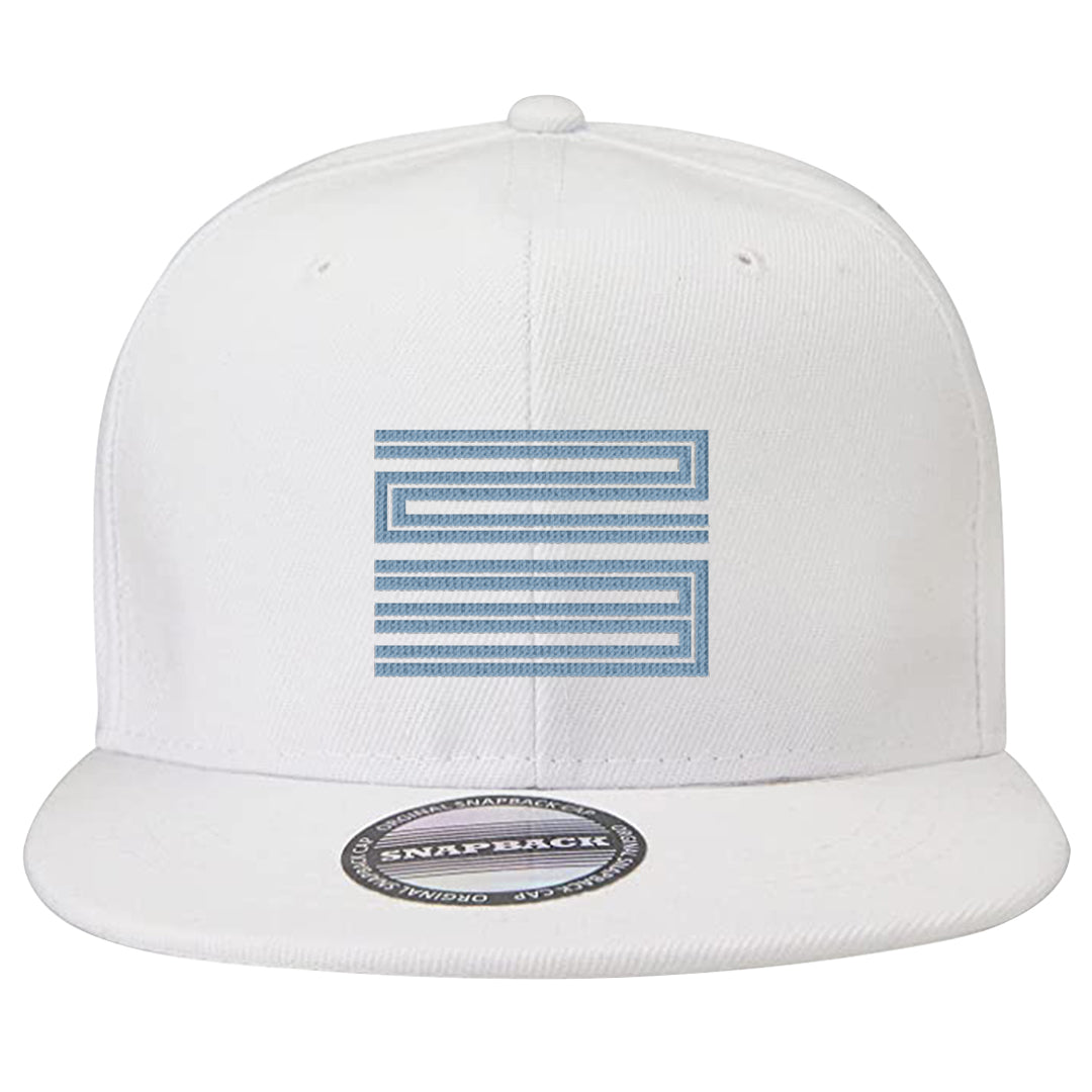 Blue Grey 13s Snapback Hat | Double Line 23, White
