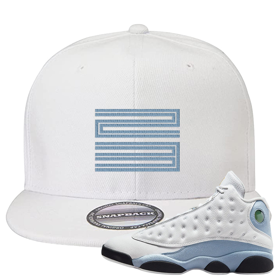 Blue Grey 13s Snapback Hat | Double Line 23, White
