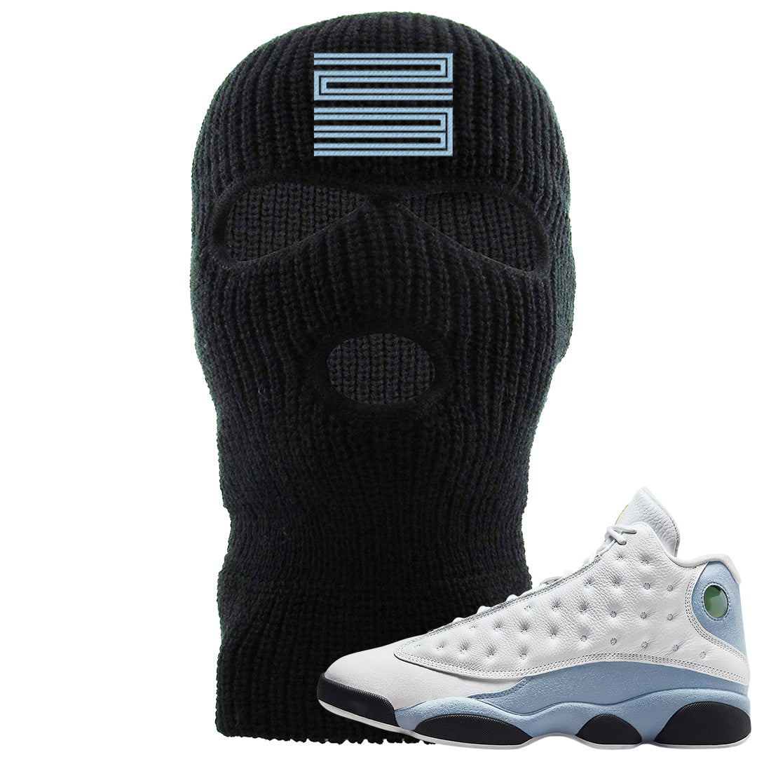 Blue Grey 13s Ski Mask | Double Line 23, Black