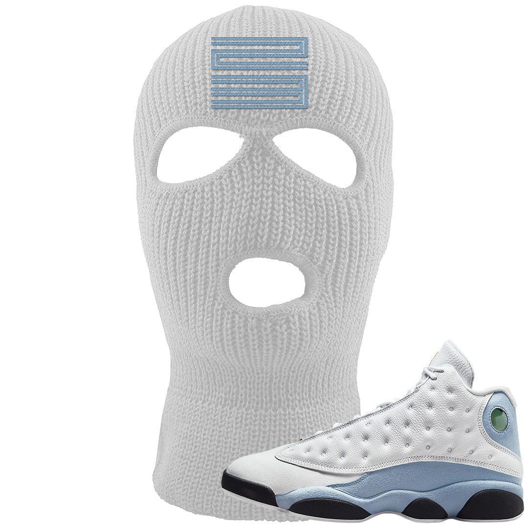 Blue Grey 13s Ski Mask | Double Line 23, White