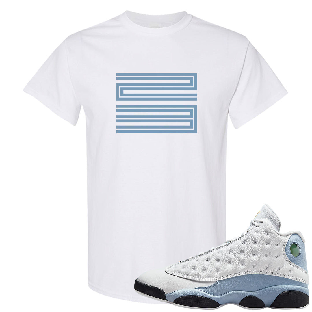 Blue Grey 13s T Shirt | Double Line 23, White