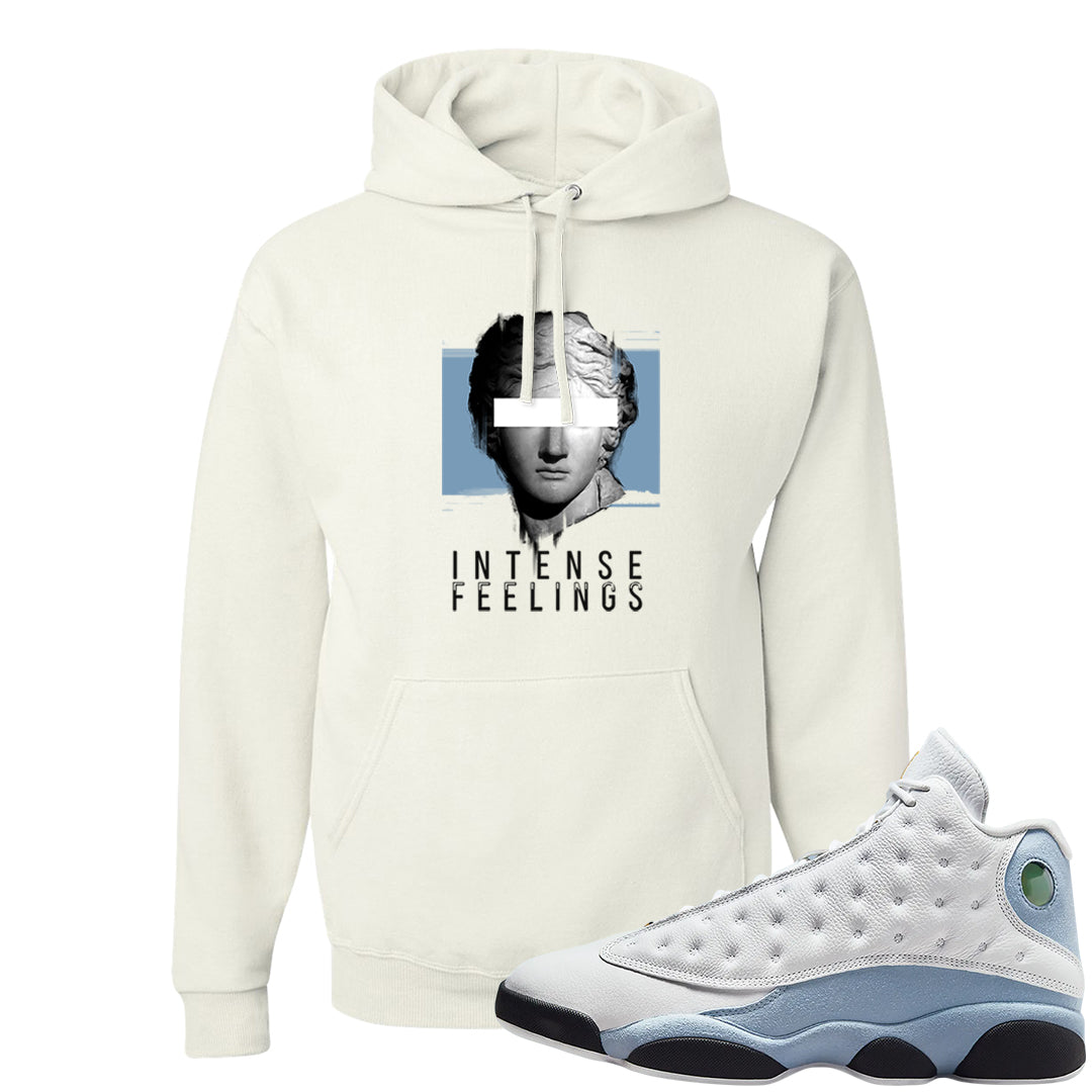 Blue Grey 13s Hoodie | Intense Feelings, White