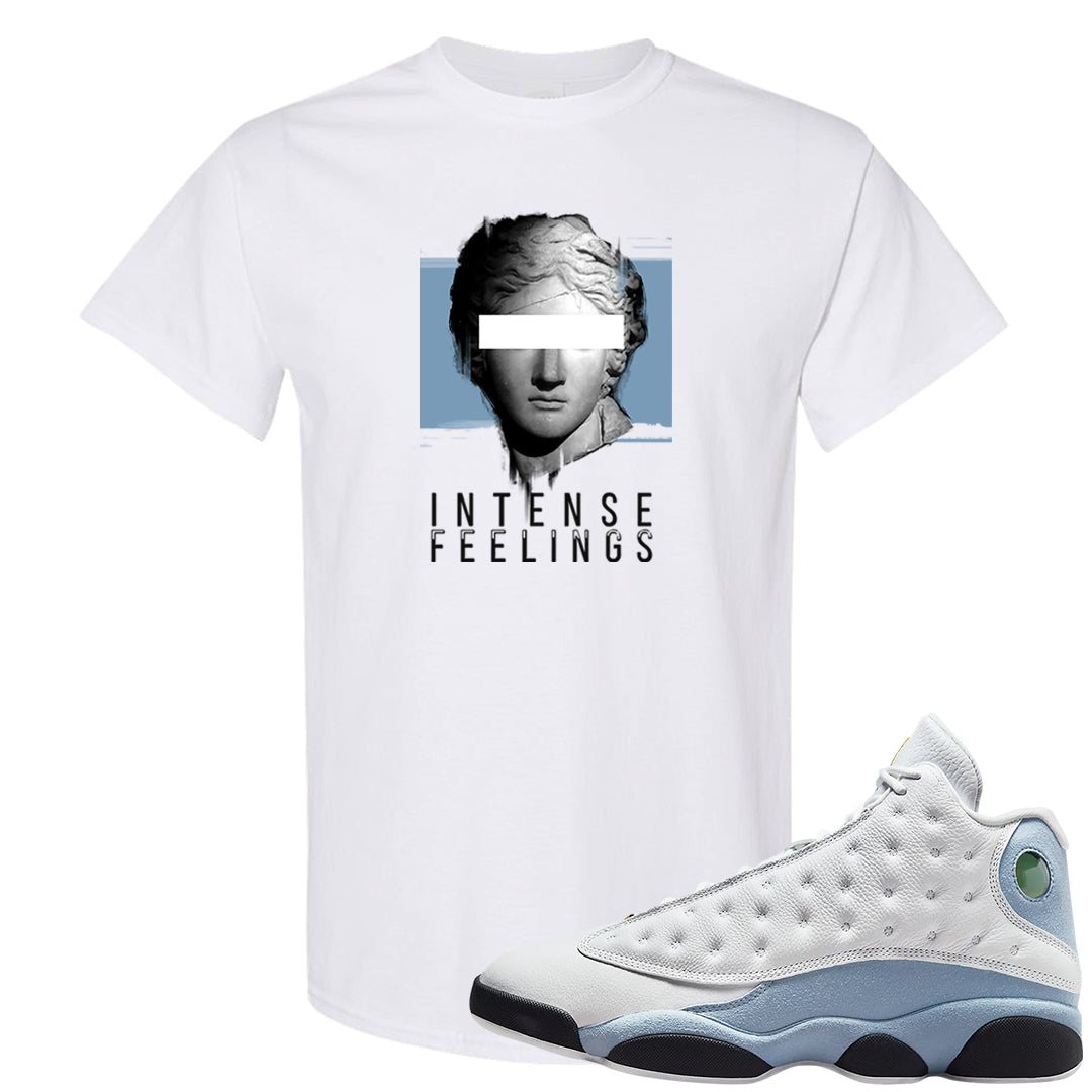 Blue Grey 13s T Shirt | Intense Feelings, White
