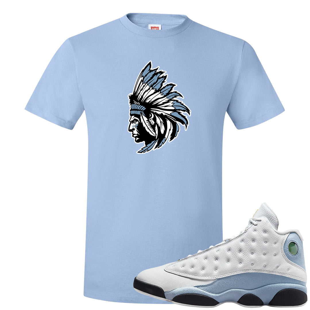 Blue Grey 13s T Shirt | Indian Chief, Light Blue