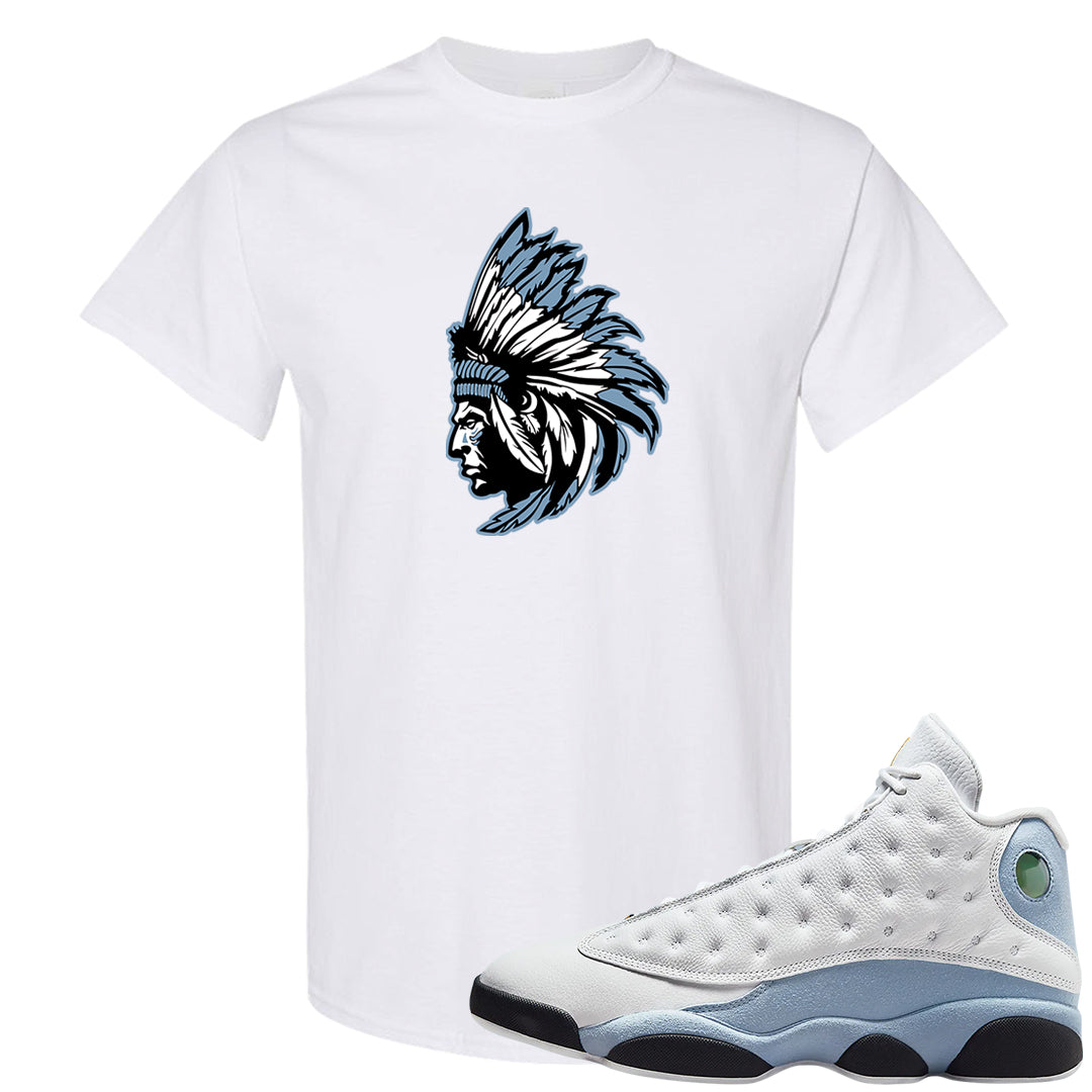 Blue Grey 13s T Shirt | Indian Chief, White