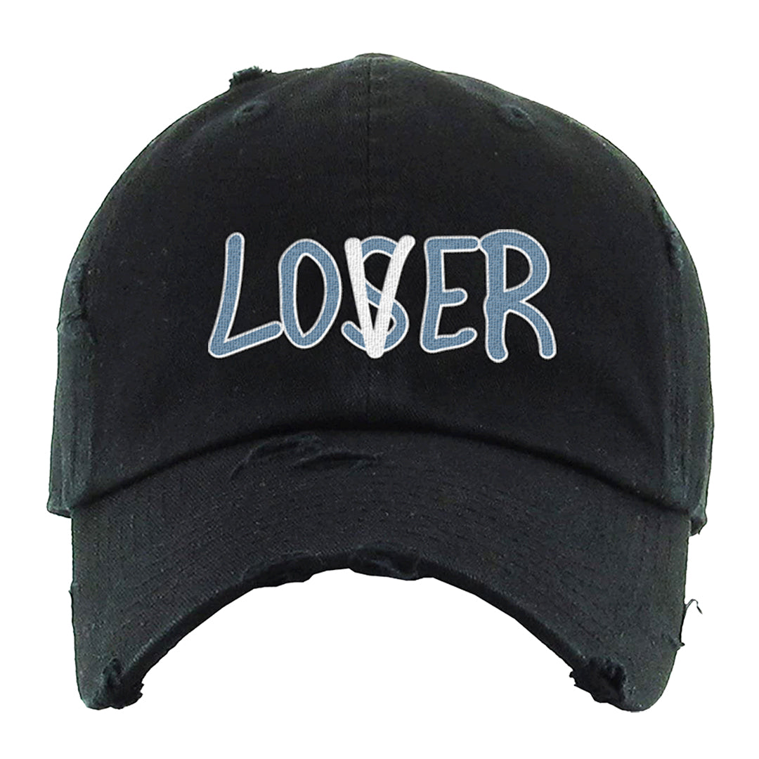 Blue Grey 13s Distressed Dad Hat | Lover, Black