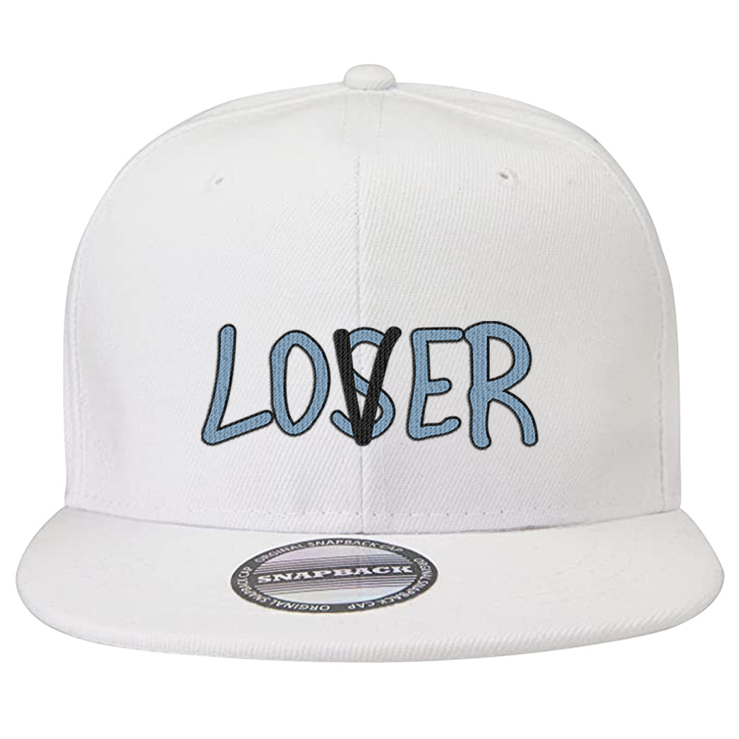 Blue Grey 13s Snapback Hat | Lover, White