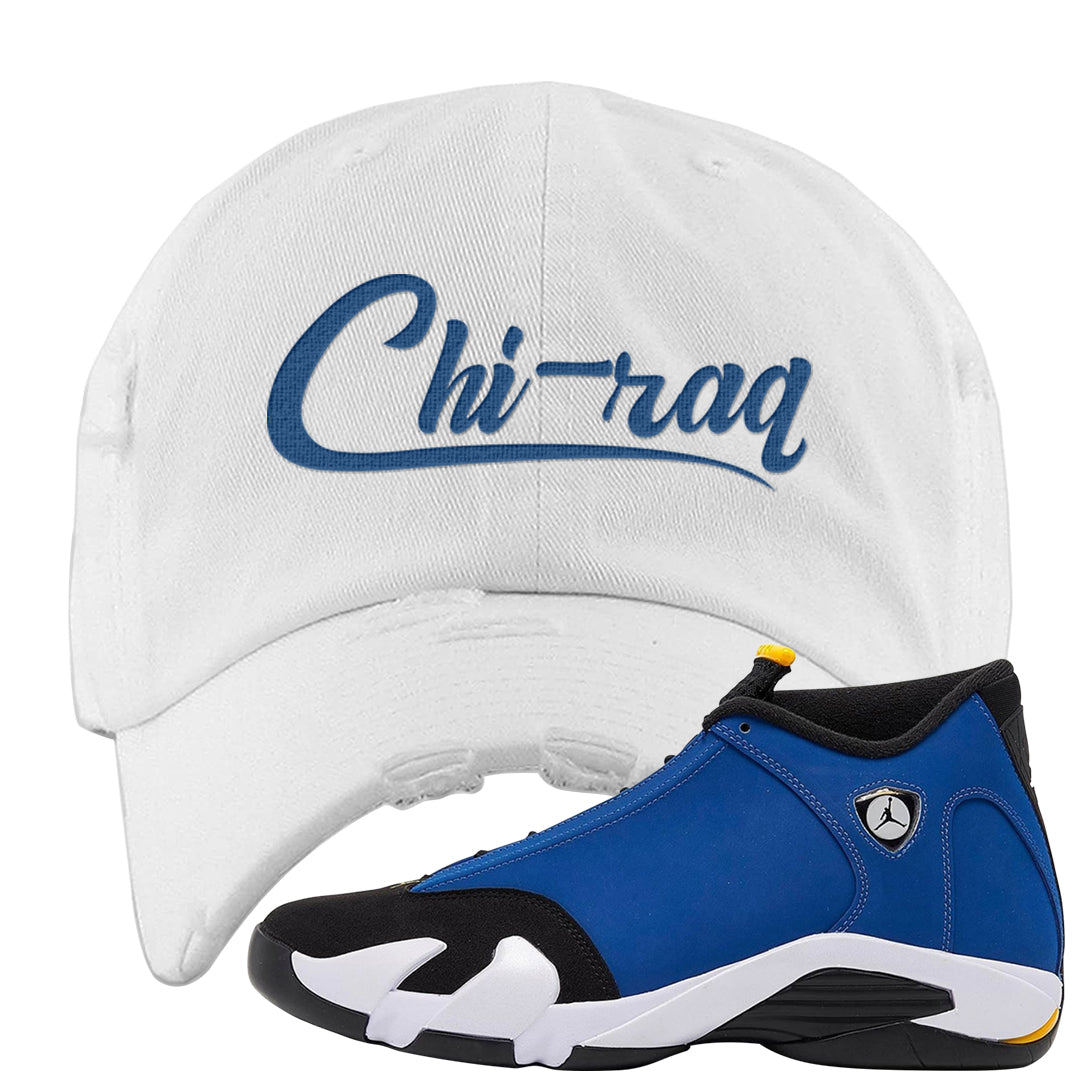 Laney 14s Distressed Dad Hat | Chiraq, White