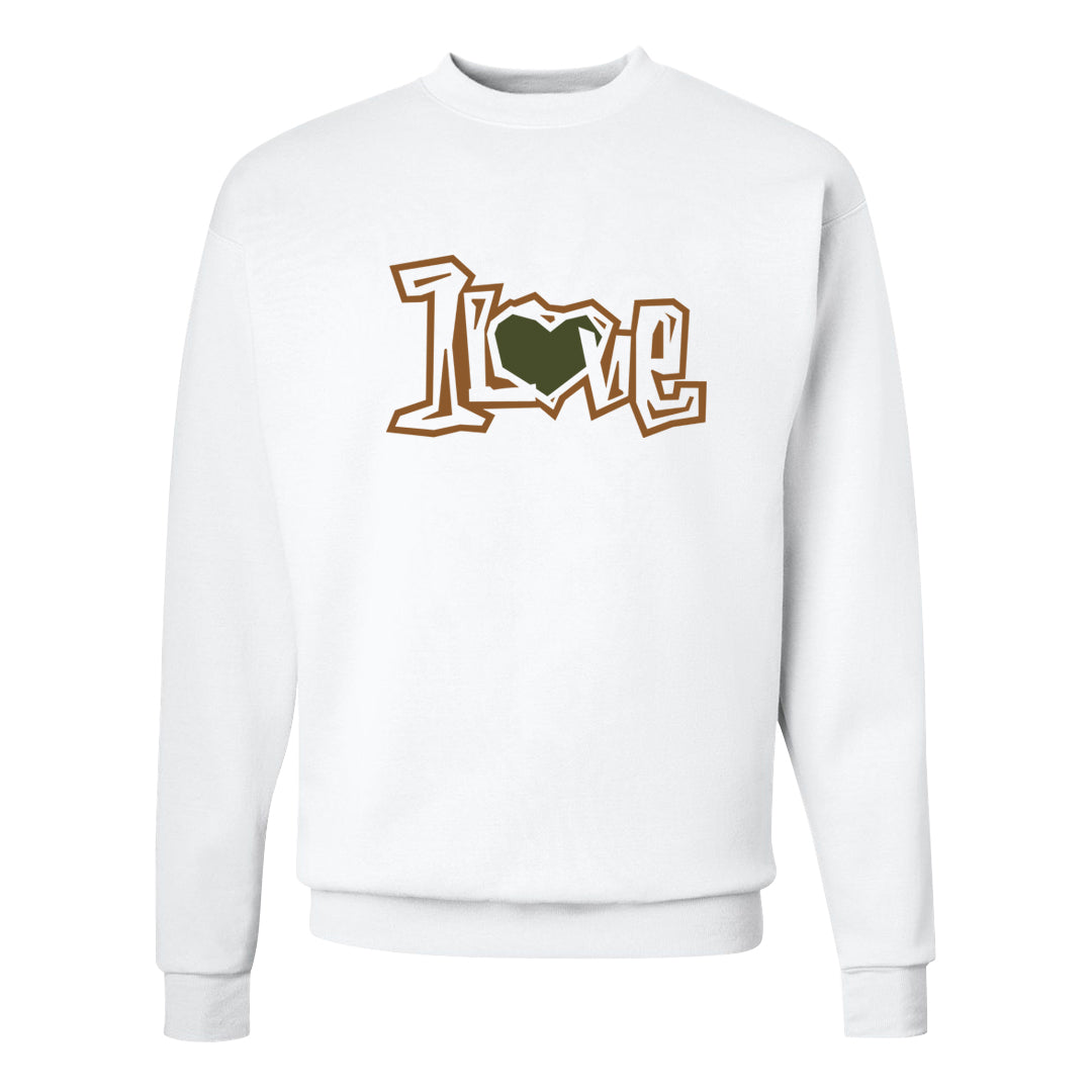 Brown Olive 1s Crewneck Sweatshirt | 1 Love, White
