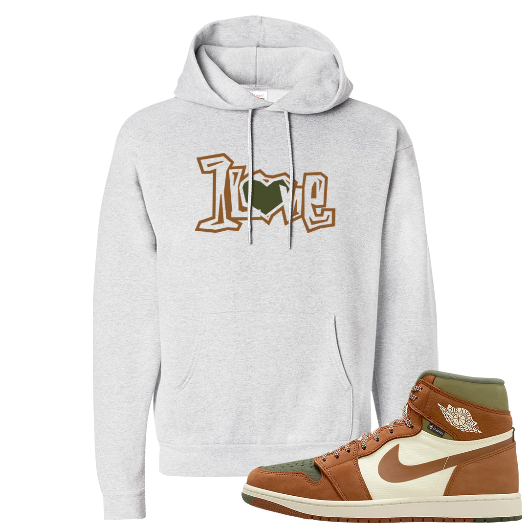 Brown Olive 1s Hoodie | 1 Love, Ash