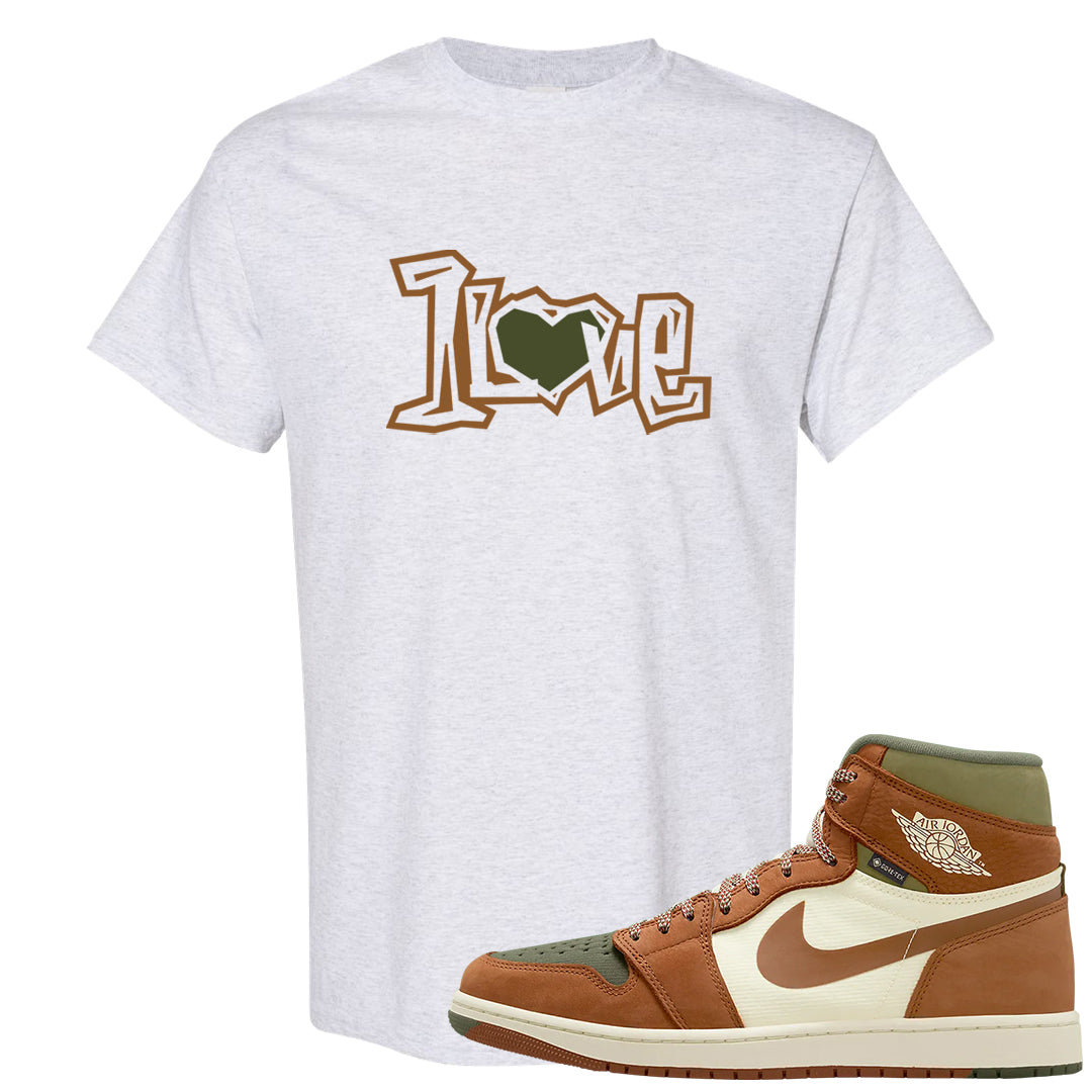 Brown Olive 1s T Shirt | 1 Love, Ash