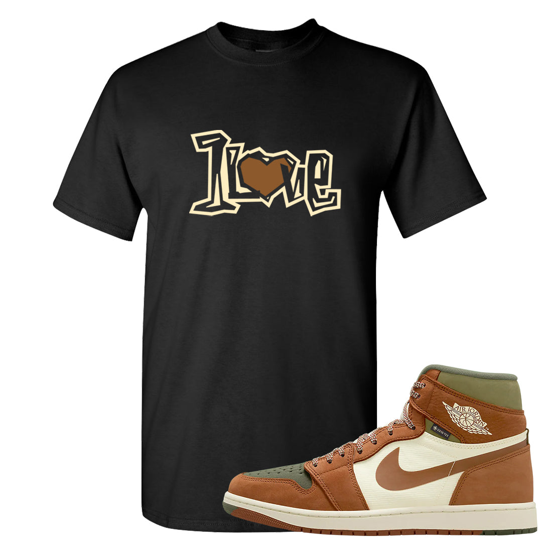 Brown Olive 1s T Shirt | 1 Love, Black