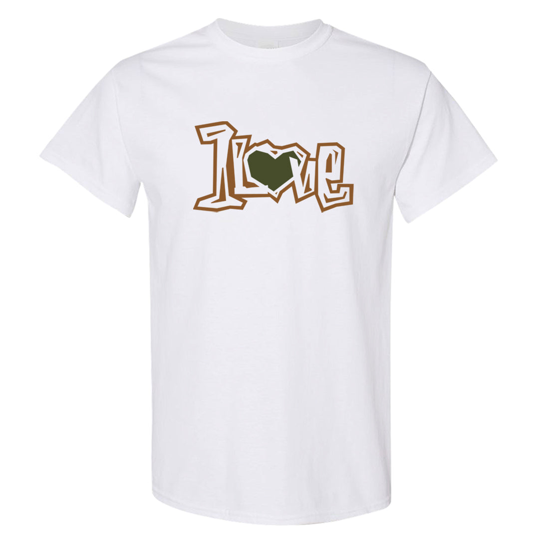 Brown Olive 1s T Shirt | 1 Love, White
