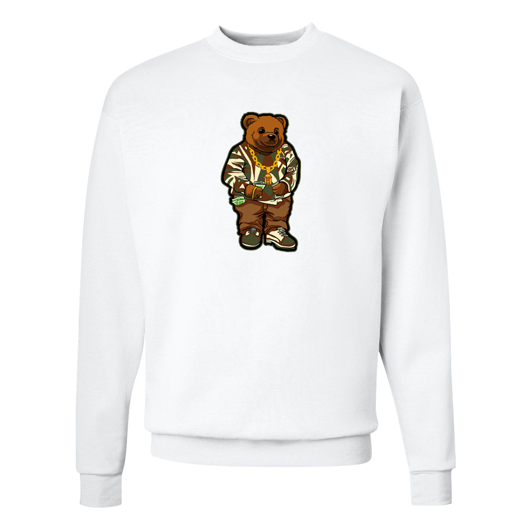 Brown Olive 1s Crewneck Sweatshirt | Sweater Bear, White