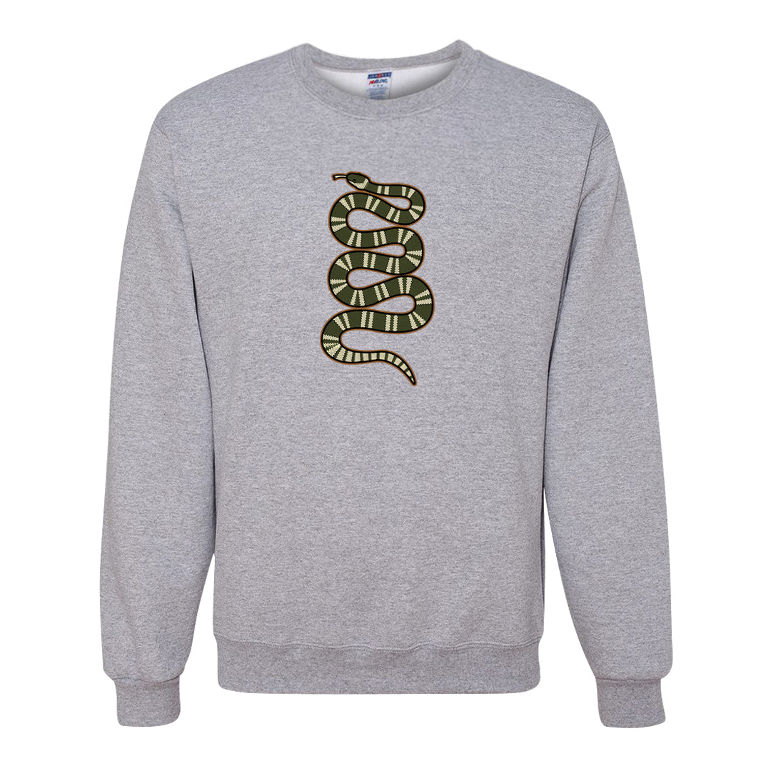 Brown Olive 1s Crewneck Sweatshirt | Coiled Snake, Ash