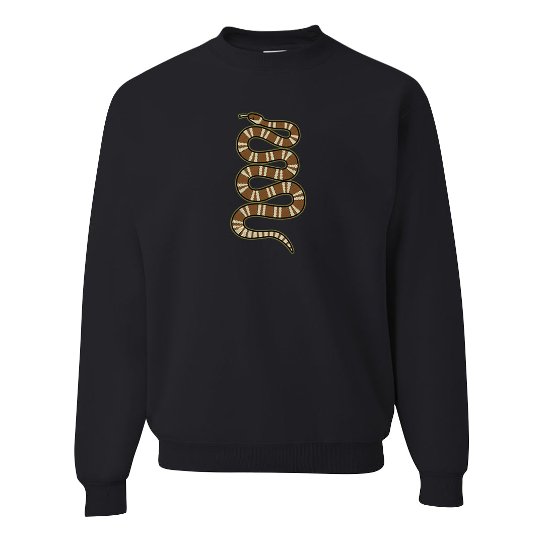 Brown Olive 1s Crewneck Sweatshirt | Coiled Snake, Black