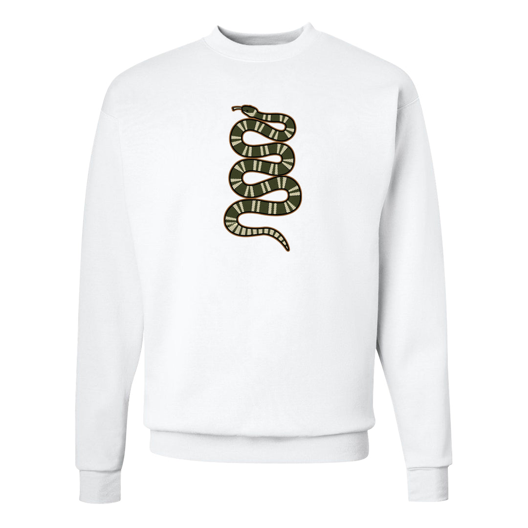 Brown Olive 1s Crewneck Sweatshirt | Coiled Snake, White