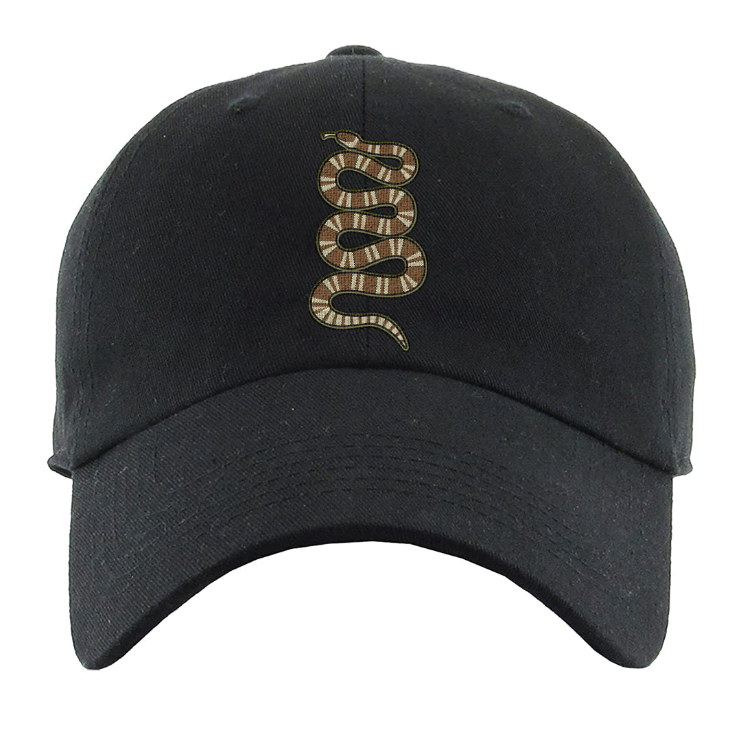 Brown Olive 1s Dad Hat | Coiled Snake, Black