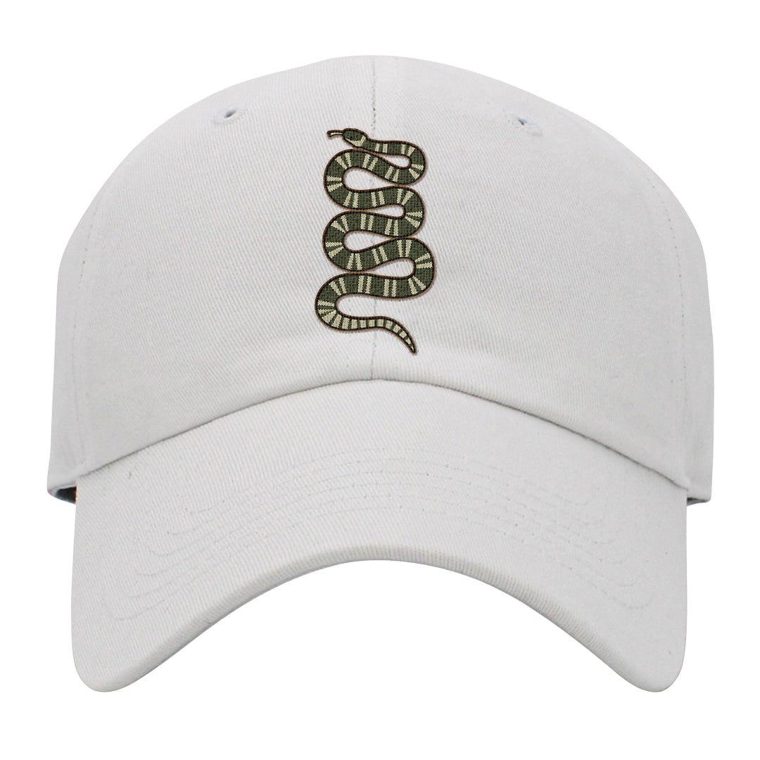 Brown Olive 1s Dad Hat | Coiled Snake, White