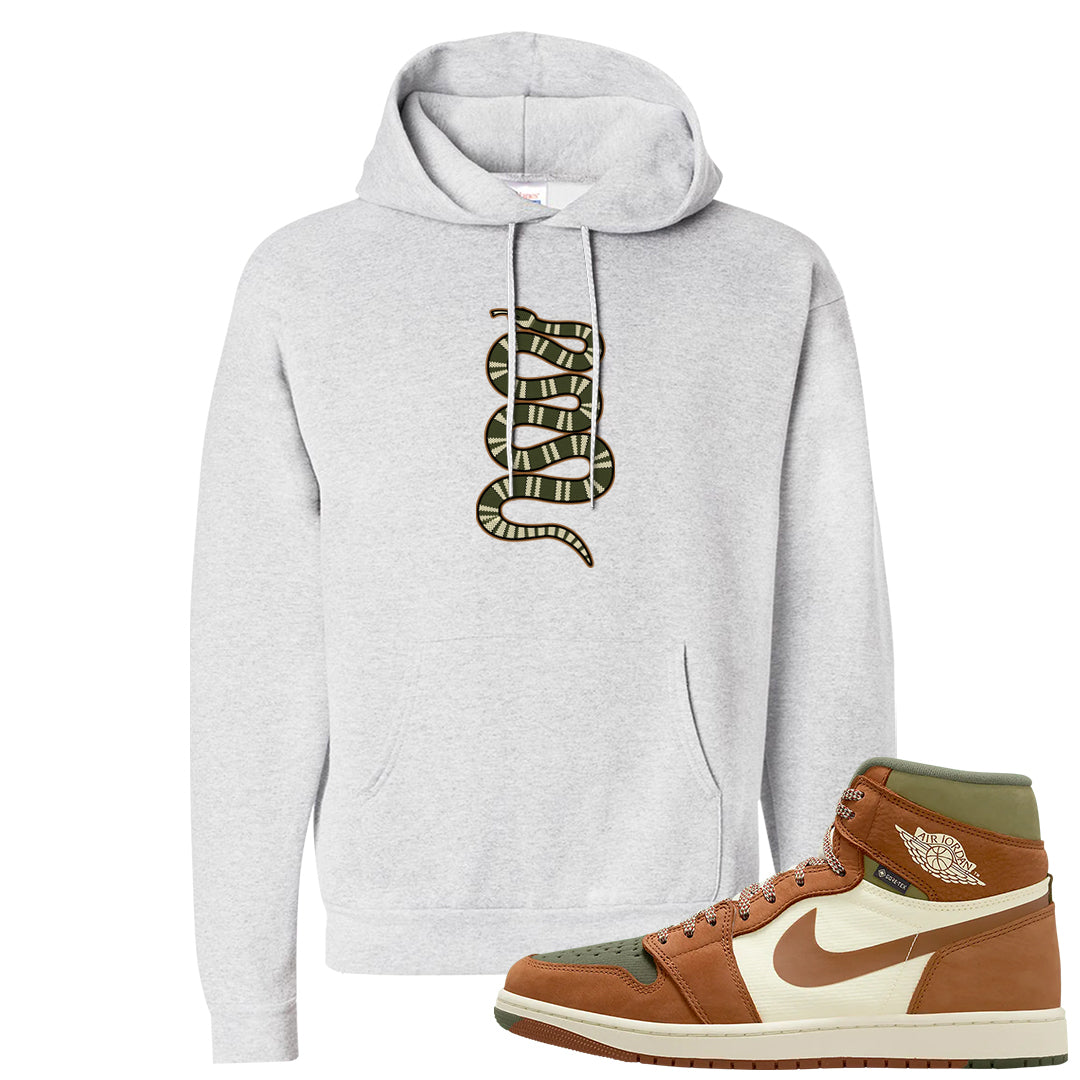 Brown Olive 1s Hoodie | Coiled Snake, Ash