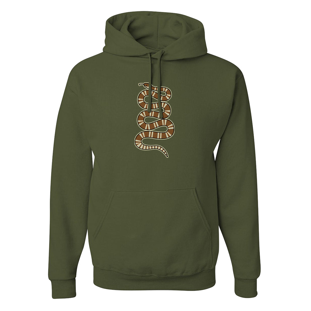 Brown Olive 1s Hoodie | Coiled Snake, Military Green