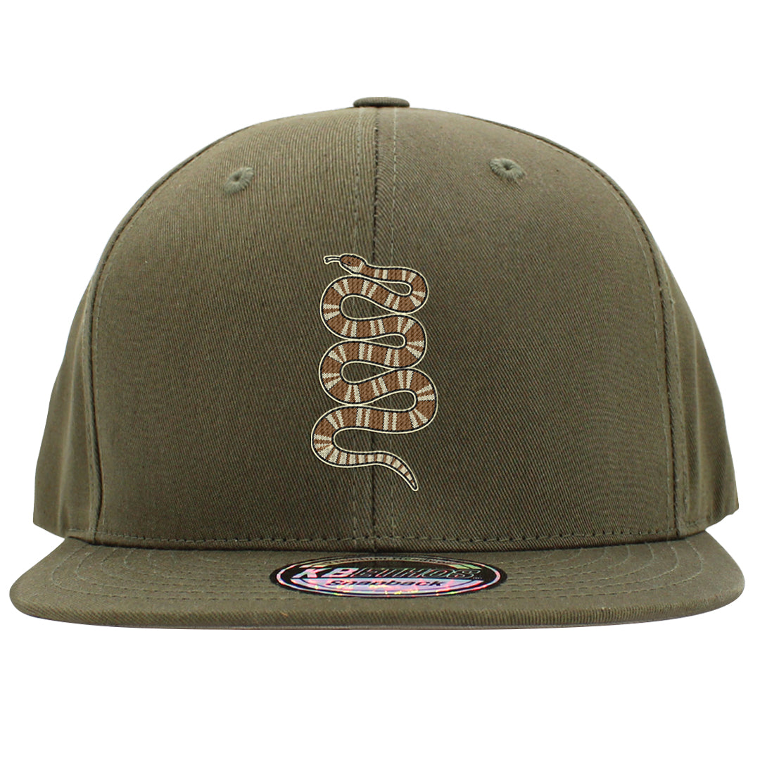 Brown Olive 1s Snapback Hat | Coiled Snake, Olive