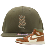 Brown Olive 1s Snapback Hat | Coiled Snake, Olive