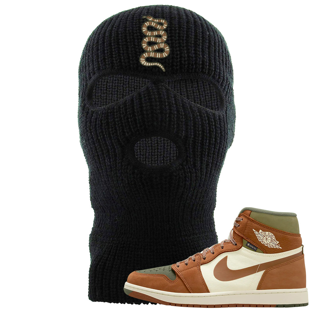 Brown Olive 1s Ski Mask | Coiled Snake, Black