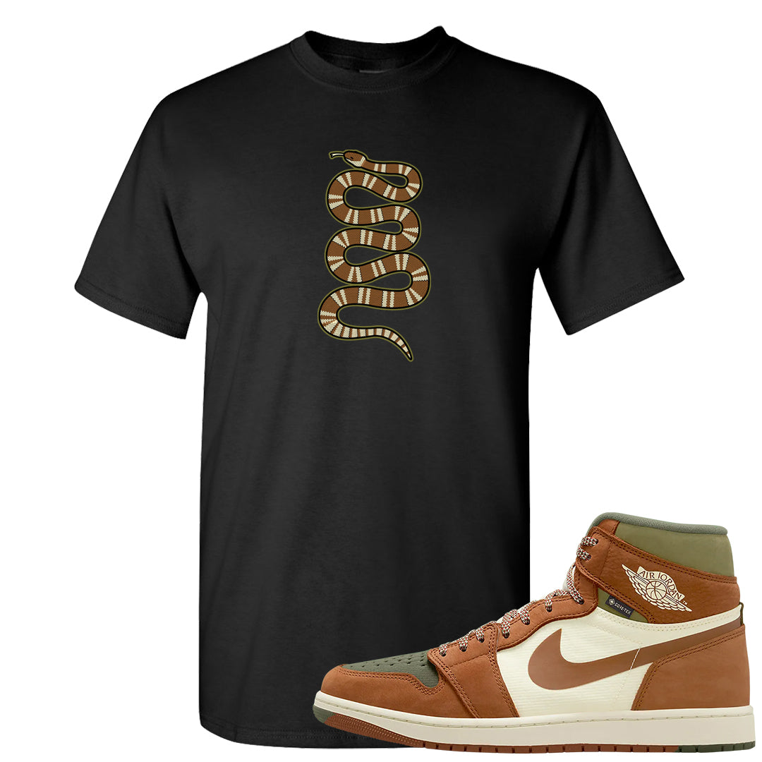 Brown Olive 1s T Shirt | Coiled Snake, Black