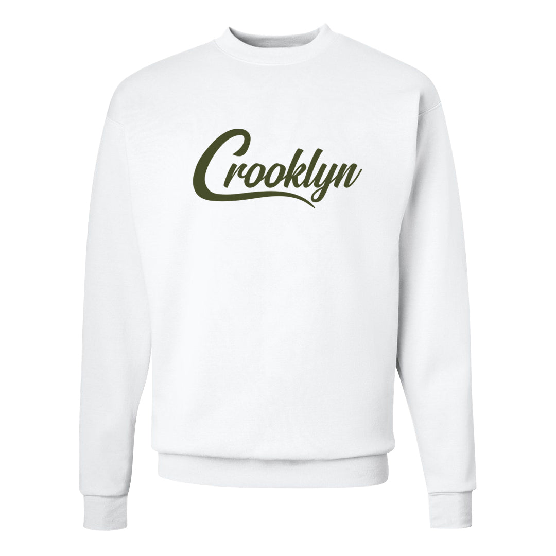 Brown Olive 1s Crewneck Sweatshirt | Crooklyn, White