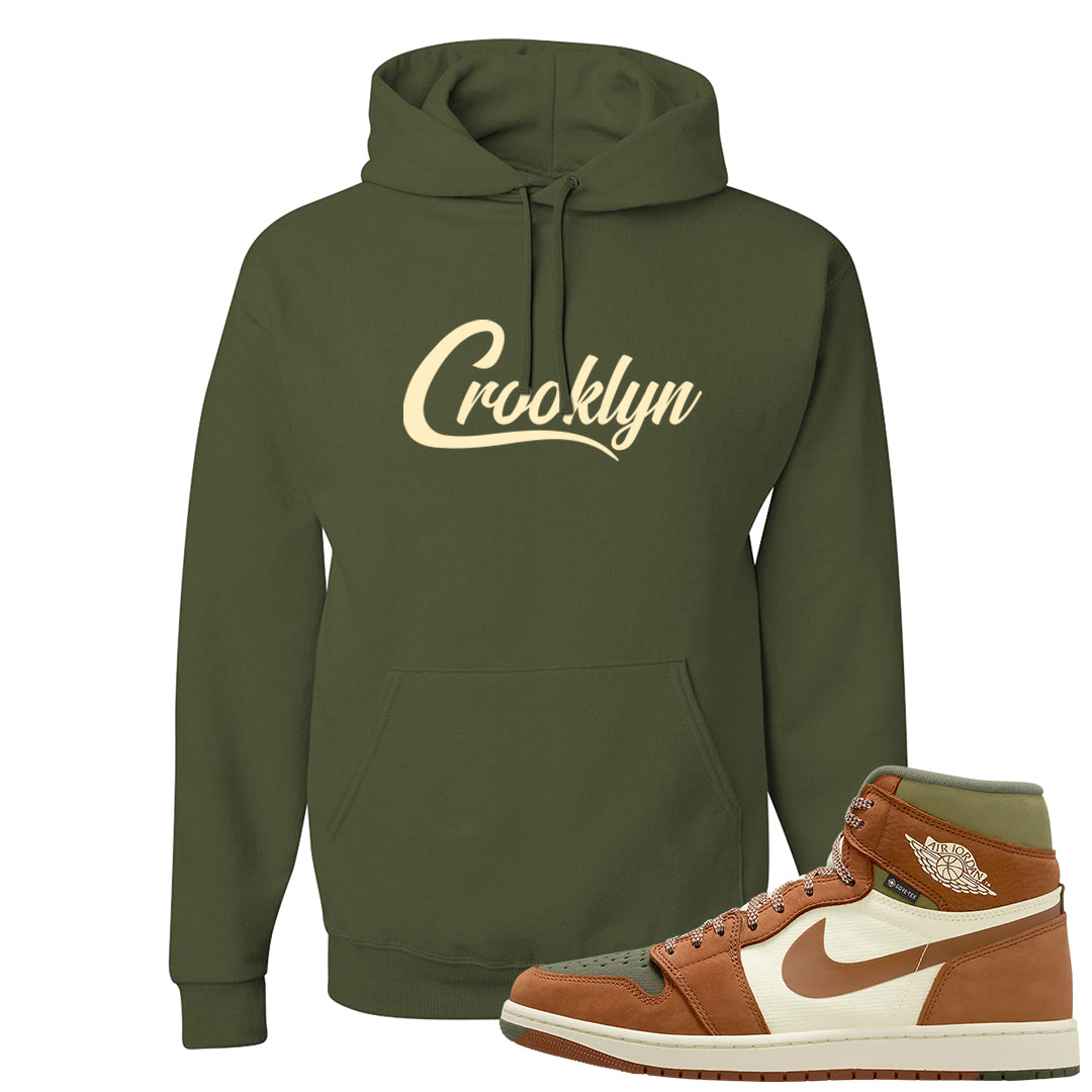 Brown Olive 1s Hoodie | Crooklyn, Military Green