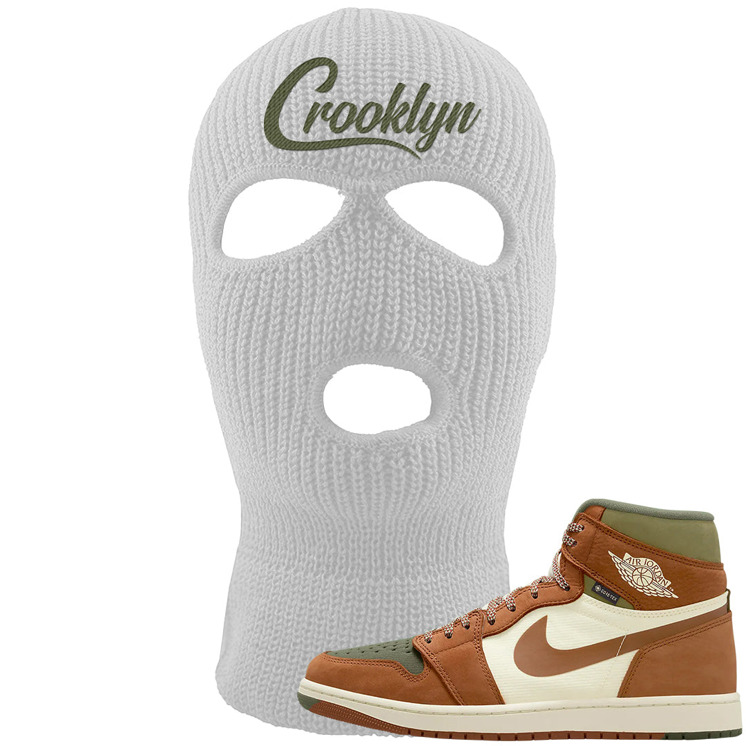 Brown Olive 1s Ski Mask | Crooklyn, White