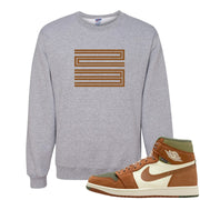 Brown Olive 1s Crewneck Sweatshirt | Double Line 23, Ash