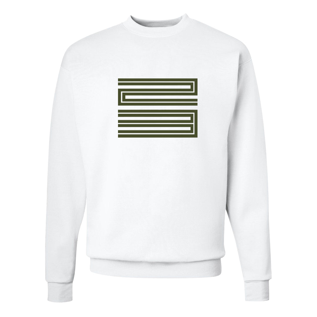 Brown Olive 1s Crewneck Sweatshirt | Double Line 23, White