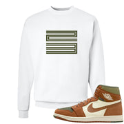 Brown Olive 1s Crewneck Sweatshirt | Double Line 23, White