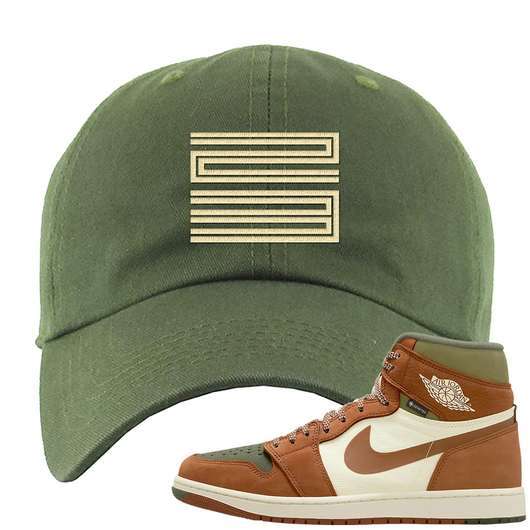 Brown Olive 1s Dad Hat | Double Line 23, Olive