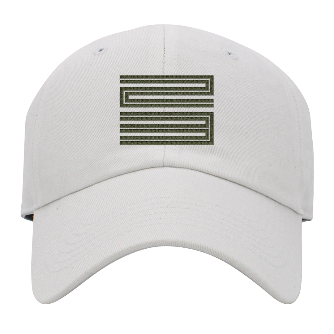 Brown Olive 1s Dad Hat | Double Line 23, White