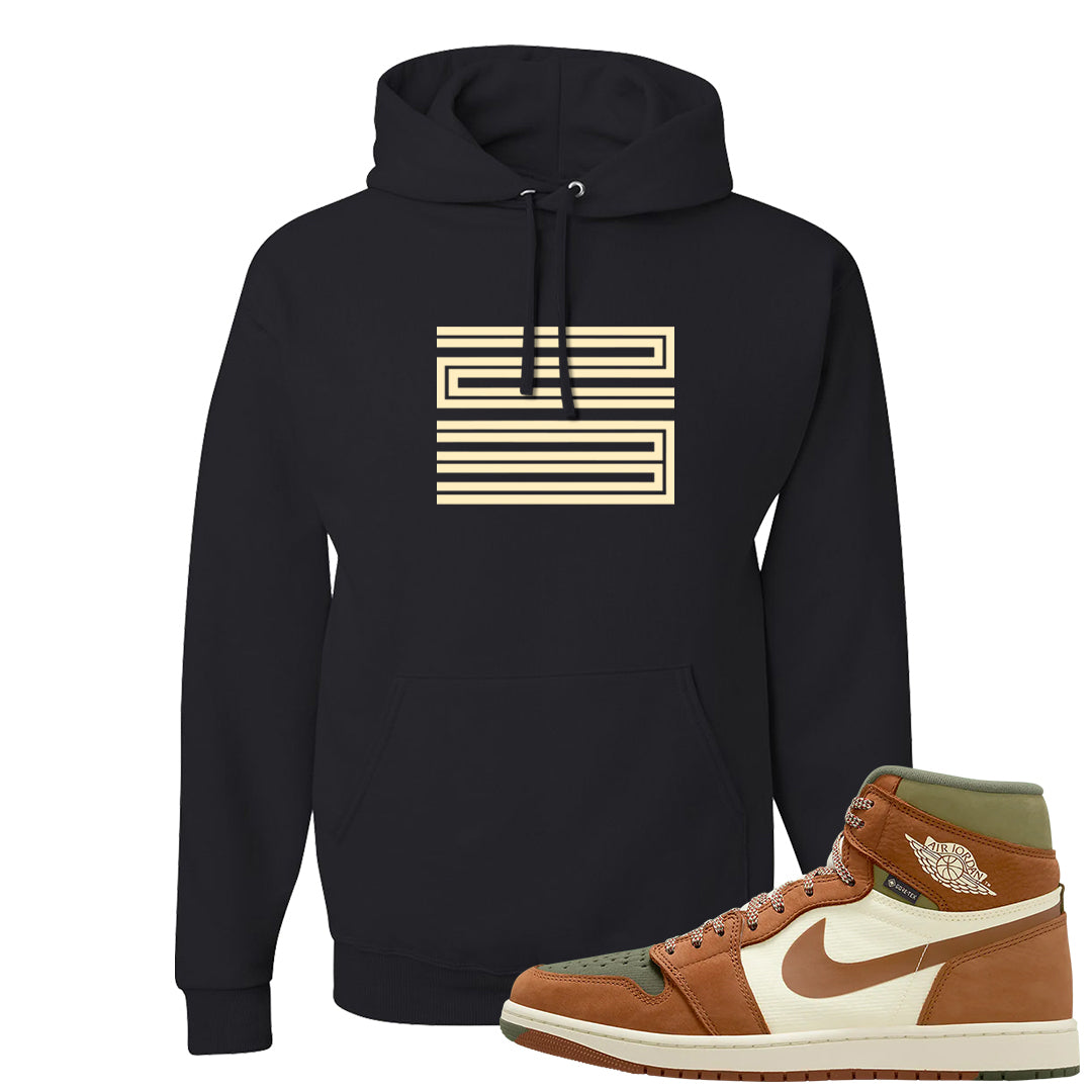 Brown Olive 1s Hoodie | Double Line 23, Black