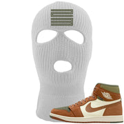 Brown Olive 1s Ski Mask | Double Line 23, White